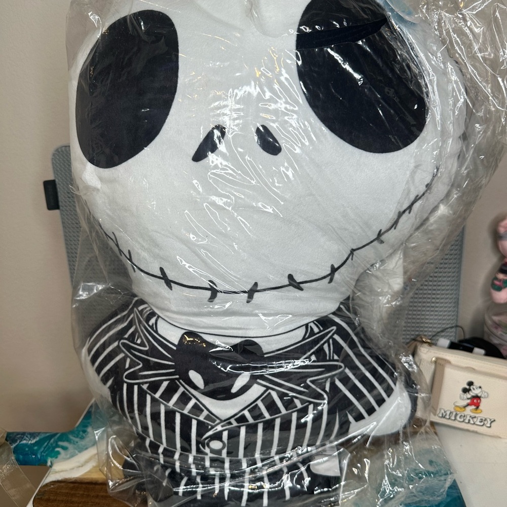 Spooky Black and White Skeleton Pillow